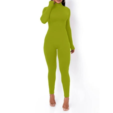 

Women Bodysuit Romper Jumpsuits 2023 Pejock Women s Yoga Jumpsuits One Piece Body Full Suit Workout Rompers Long Sleeve Exercise Jumpsuits Sexy Tight Playsuit Green XL (US Size:10)