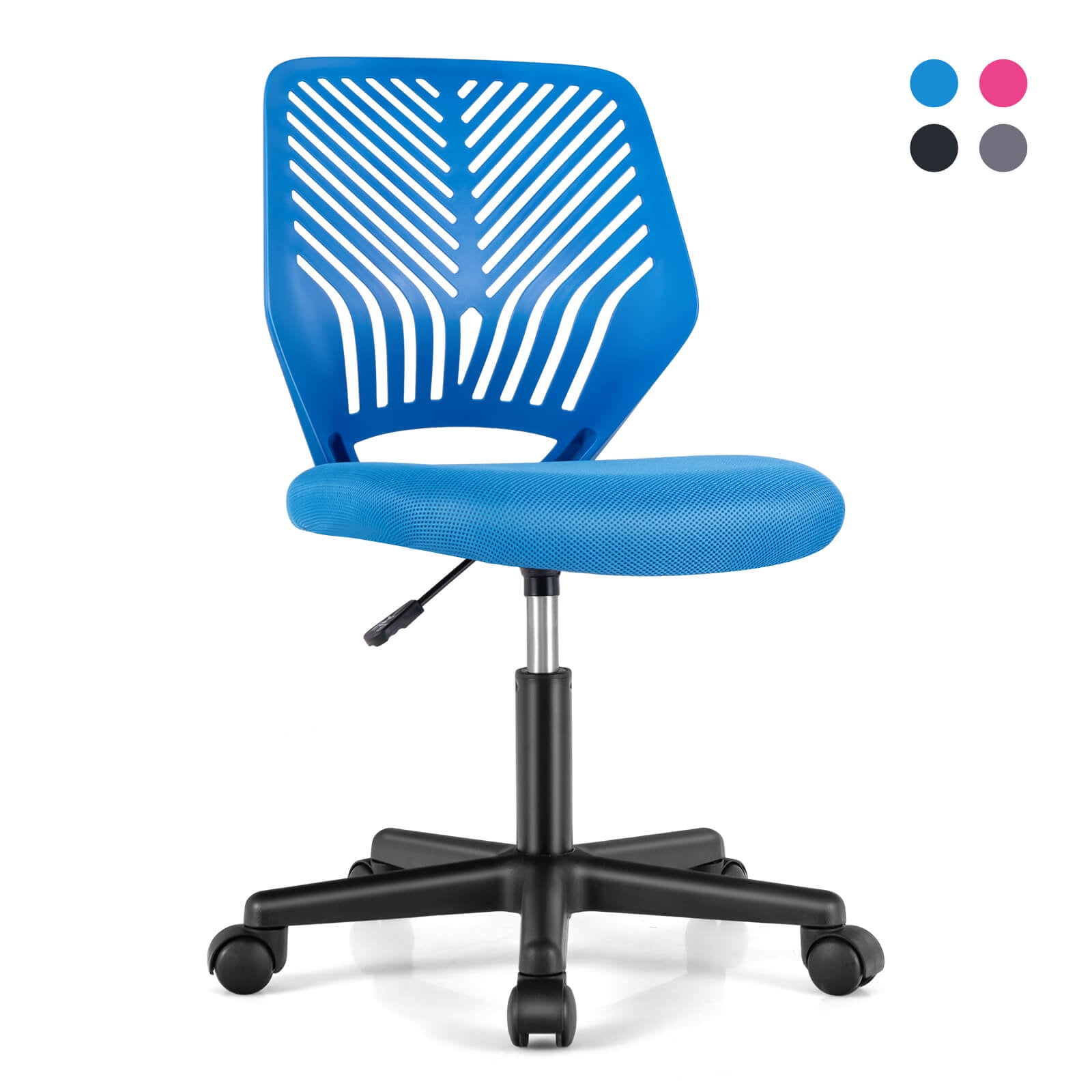 Costway Height adjustable Ergonomic Kids Desk Chair with Universal Casters Working Chair Blue