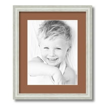 ArtToFrames 14x17 Matted Picture Frame with 10x13 Single Mat Photo Opening Framed in 1.25 Off White Wash on Ash and 2 Paloma Mat (FWM-4098-14x17)
