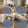 thumbnail image 4 of Round Area Rugs 4Ft, Navy Blue Stripes Non-Slip Washable Circle Rugs Carpet, Vintage Rustic Simple Lines Pattern Indoor Outdoor Rug Floor Mats Throw Runner for Bedroom Living Room Bathroom, 4 of 6