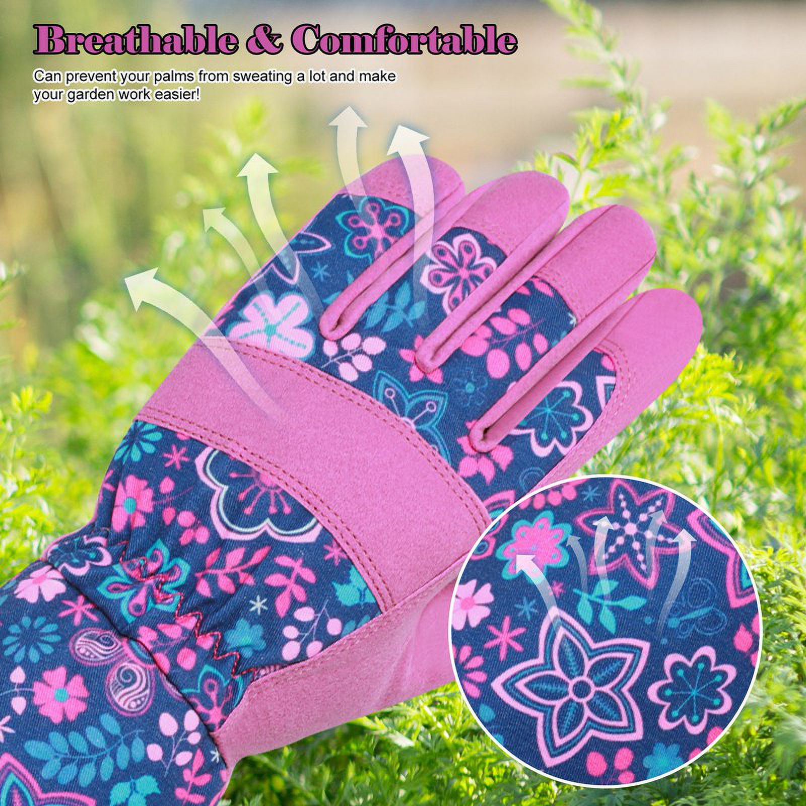 Qweryboo 37cm Thorn-Proof Garden Gloves for Women, Purple photo 3