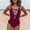 Wine, variant on Women's Independence Day For Women's Print Square Neck Open Back High Cut Monokini Swimsuit Swimsuit Latex Bikini Under Football Shirt Flat Bikini Red Bikini Plus Size Bikini Beach Bikini Shorts And