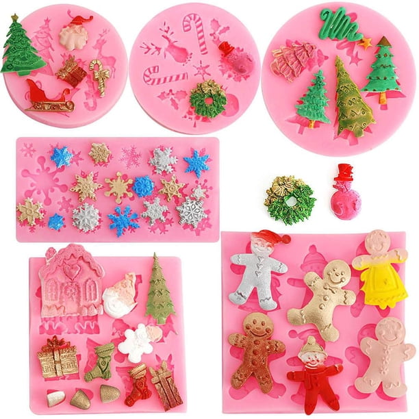 Moldes De Silicona De Chocolate Para Fondant De Navidad Diy Árbol De Navidad Copo De Nieve Reno Santa Moldes Para Hornear Para Fiesta De Navidad Pastel Pudín Decoración De Gelatina 6 Uds Monstrate HA039258-00