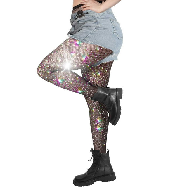 Fgnfyis Bas Taille Haute pour Femmes, Colorés, Brillants, à Haute Élasticité, en Maille Incrustée, Collants Grande Taille, Café