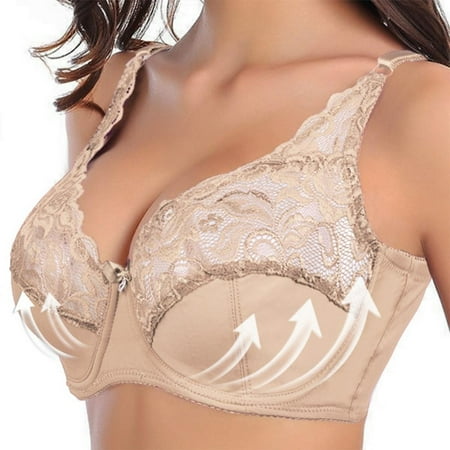 

Spdoo Women s Lace Bra Plus Size 3/4 Cups Thin Push up Bra Non-Padded Brassiere