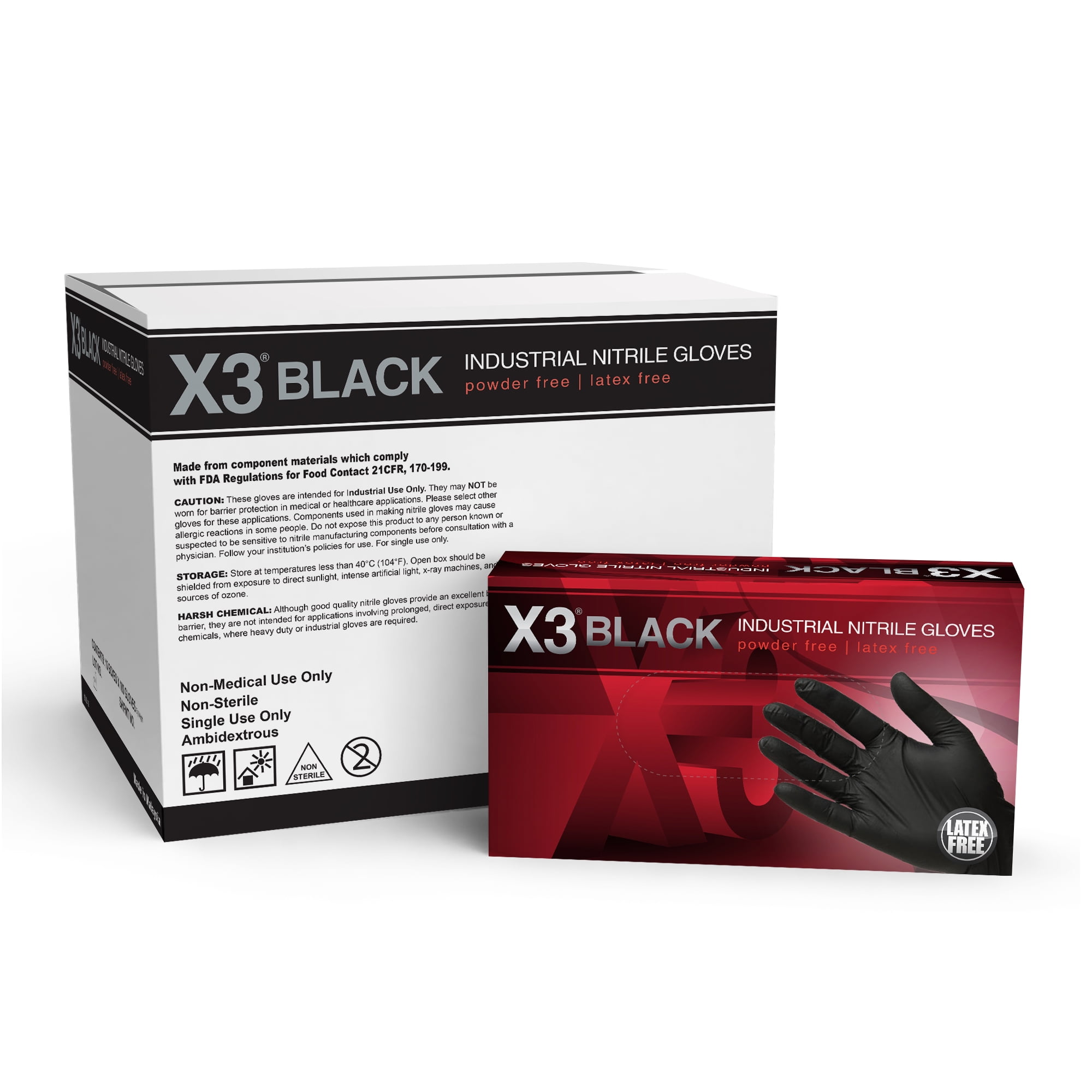 Black Lightning Powder & Latex Free Nitrile Gloves Medium CASE OF 1,000