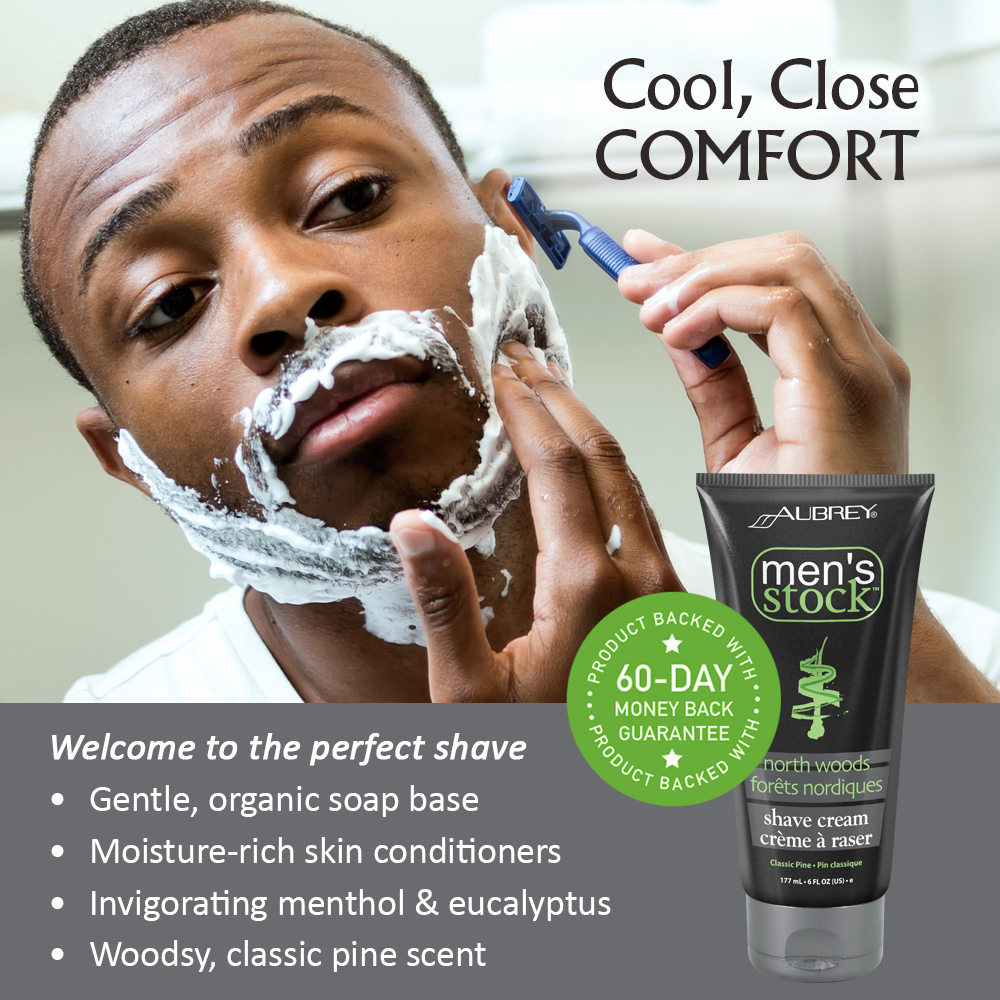 Aubrey Mens Stock North Woods Shave Cream | Invigorating Formula For A Smooth, Close Shave | Avocado & Wheat Germ Oils | Classic Pine Scent | 6oz - image 4 of 6
