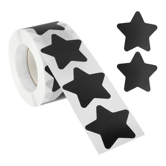 Uxcell 1.5" Star Stickers Roll, 500 Pcs Self-Adhesive Reward Stickers for Classroom Teacher Supplies and DIY Craft, Black
