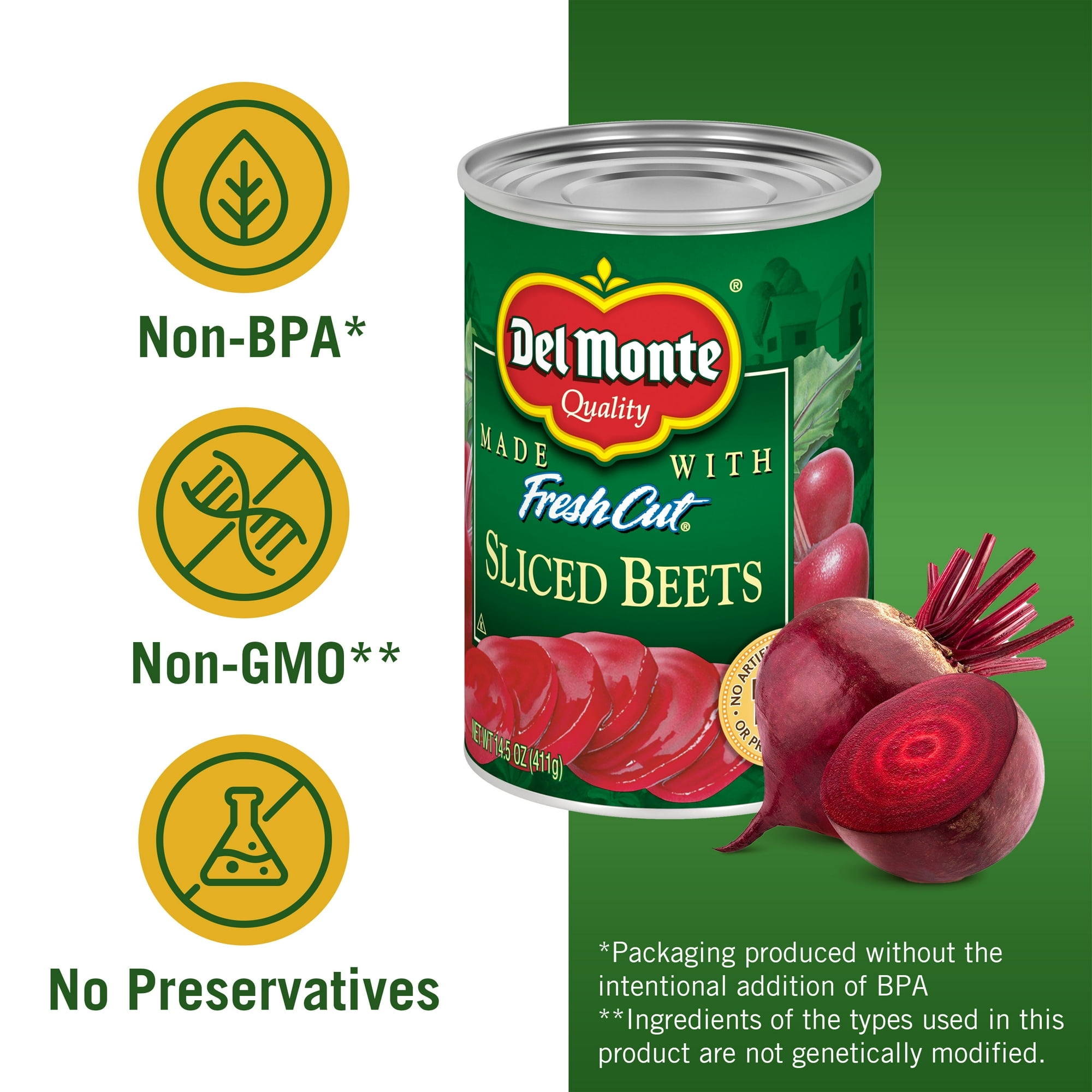 Del Monte Canned Beets Sliced Canned Vegetables, 14.5 oz Can (Pack of 8)