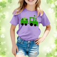 thumbnail image 2 of Toddler Girls Tops & T-Shirts Summer St. Patrick's Day Crew Neck Short Sleeve Casual Basic Tshirts Outwear,Purple,6-7 Years, 2 of 4