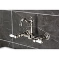 thumbnail image 3 of Kingston Brass KS2446BPL Bel-Air Double-Handle Wall-Mount Bridge Kitchen Faucet, Polished Nickel, 3 of 7