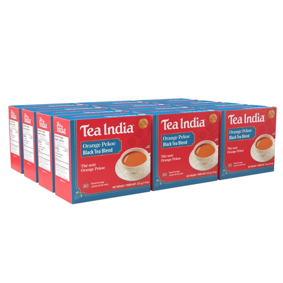 Tea India Orange Pekoe Black Tea Chai Flavorful Blend Of Black Tea & Natural Ingredients Strong Full-Bodied Traditional Indian Caffeinated Tea 80 Round Tea Bags Pack of 12