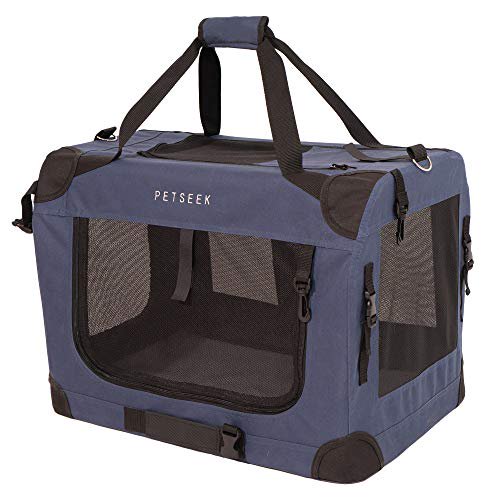 Petseek Extra Large Cat Carrier Soft Sided Folding Small Medium Dog Pet Carrier 24"x16.5"x16" Travel Collapsible Ventilated Comfortable Design Portable Vehicle