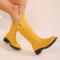 thumbnail image 6 of Miluxas Women's Knee High Boots Square Toe Chunky Low Heels Zipper Tall Boots Yellow 9.5(43), 6 of 9
