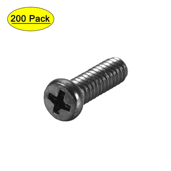 Uxcell M2x7mm Black Phillips Screw Fastener 2.8mm Dia Screw Head 200 Pack
