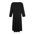 thumbnail image 5 of LISTHA 3/4 Sleeve Dresses for Women Fall Casual Loose Plain Pleated Flowy Midi Dresses Black 2XL, 5 of 5