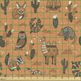 thumbnail image 2 of Animal Fabric by the Yard, Exotic Desert Mammals Camel Fox Owl Armadillo Rattlesnake Wildlife Zoo Boho, Decorative Upholstery Fabric for Sofas and Home Accents, Burnt Sienna Brown by Ambesonne, 2 of 5