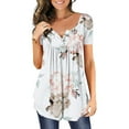 thumbnail image 1 of LilyLLL Womens Casual Floral Tops Short Sleeve Buttons Tunic Blouse T Shirt, 1 of 3