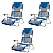 Ostrich 3N1 Lightweight Aluminum Frame 5 Position Reclining Beach Chair (3 Pack)