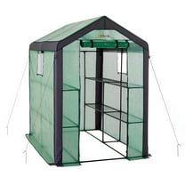 Machrus Ogrow Large Heavy-Duty Walk-In Greenhouse - 2 Tier, 8 Shelf Portable Greenhouse for Lawn & Garden