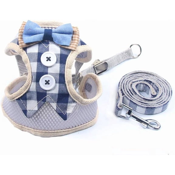 Puppy Harness and Leash Set for Walking Escape Proof Adjustable Soft Padded Mesh Front Vest Harness with Leash and Cute Bows Easy to Put On & Take Off Step in Dog Harness for Small Dogs and Cats