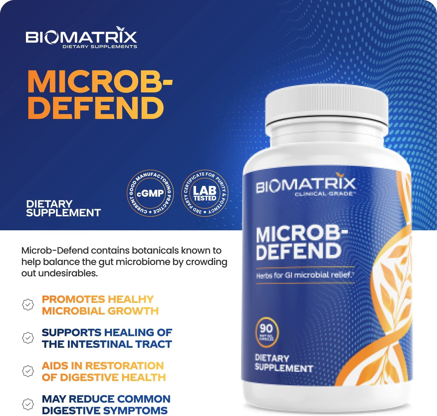 BioMatrix Oil Blend of Thyme, Oregano, Clove, GI Repair Softgels | Microb-Defend Supplement (90 Capsules)
