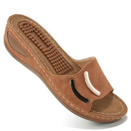 

Aomigoct Womens Sandals for Women Wedge Ladies Casual Platform Open Toes Slides