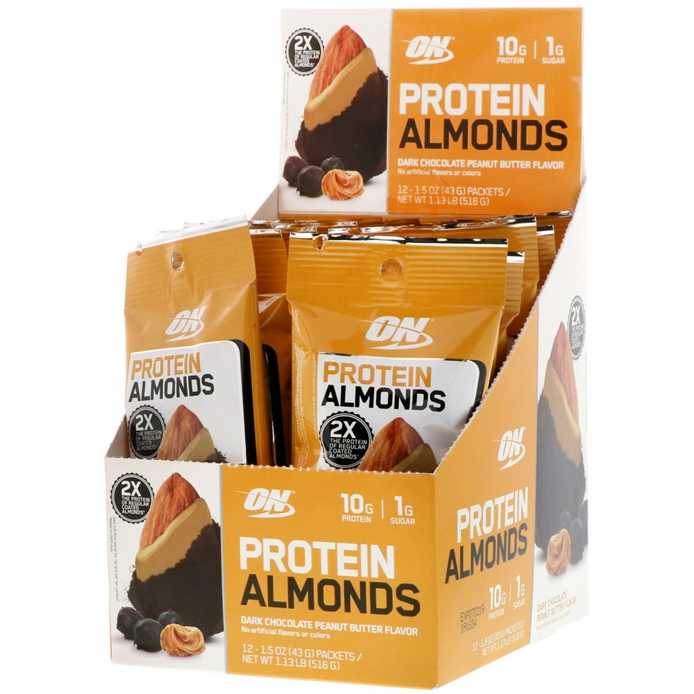 Optimum Nutrition Protein Almonds, Dark Chocolate Peanut Butter, 12 Packets, 1.5 oz (43 g) Each