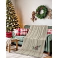 thumbnail image 2 of Christmas Pine Cones Flannel Blanket for Bed,Travel and Camping, Winter Vintage Beige Brown Striped Linen Bottom Super Soft Cozy Blanket for All Seasons 60" x 80", 2 of 6