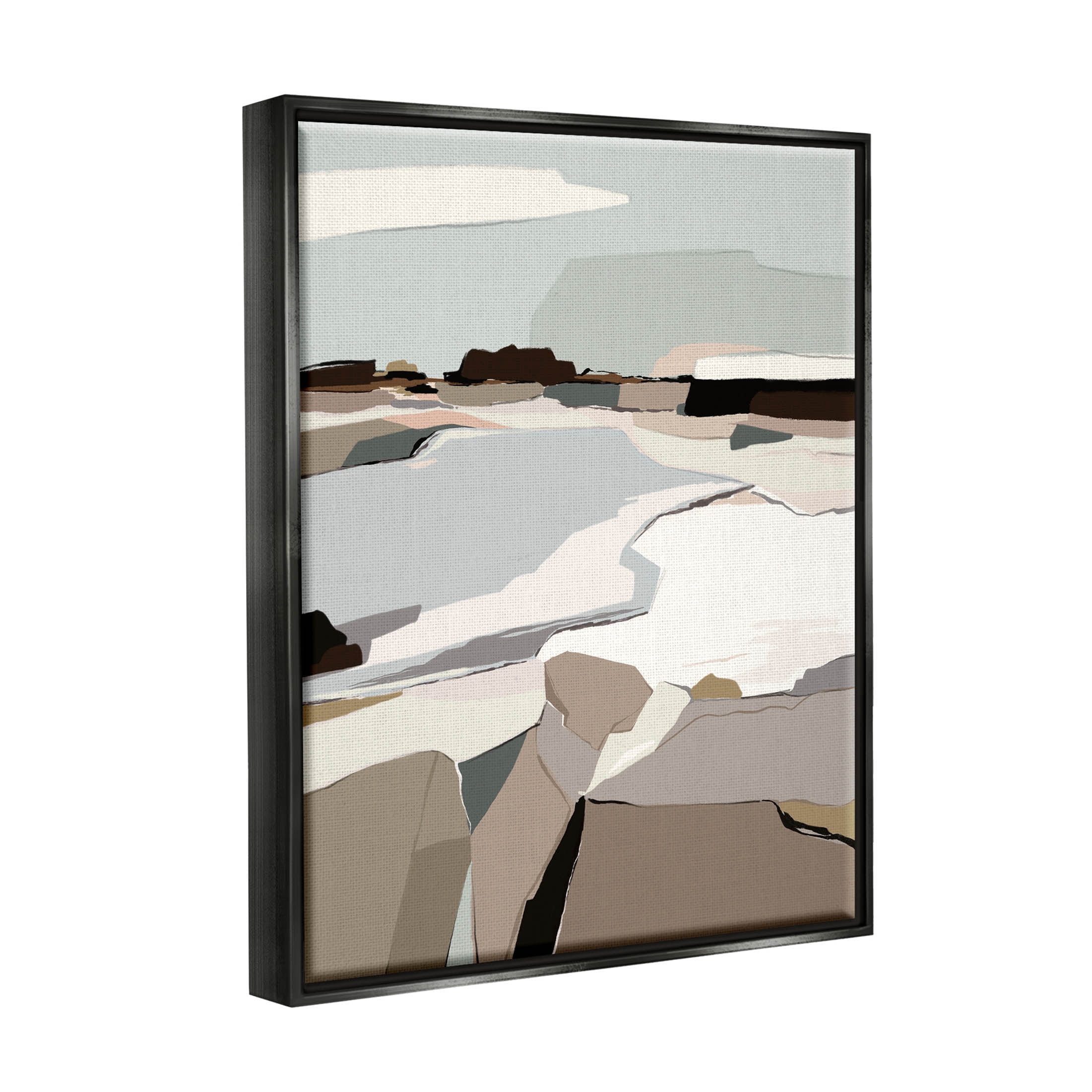 Stupell Industries Abstract Glattalp Reservoir Landscape Graphic Art Jet Black Floating Framed Canvas Print Wall Art, Design by Nikita Jariwala