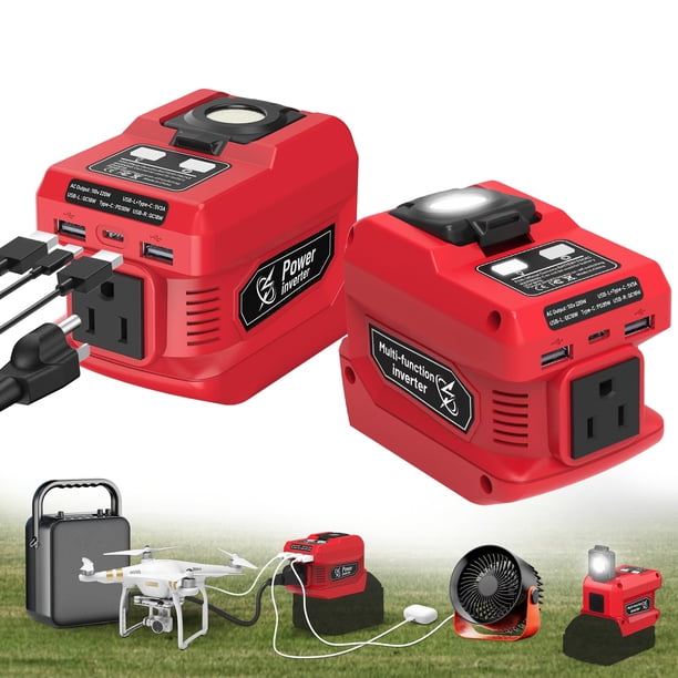 Inversor de Corriente PlantPalGear 220W DC 18V a AC 110V Paquete de 2