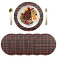 thumbnail image 5 of Ryvnso Red and Green Check Grid Round Plate Mats Dining Table Placemat Set of 4 for Holiday Decoration, 5 of 7
