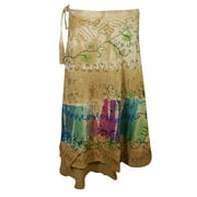 Mogul Wrap Around Skirt Embroidered Tie Dye Rayon Beach Cover Up Summer Skirts