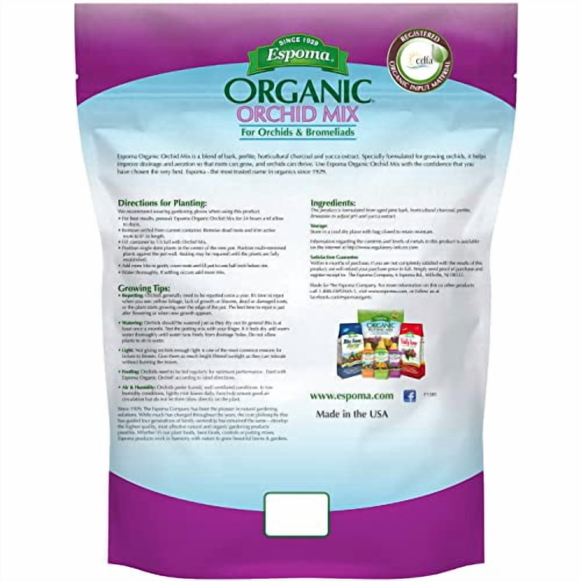 Espoma Organic Orchid Mix 4-Quart Bag. for All Orchids and Bromeliads. Ideal for Phalaenopsis, Dendrobium, and Other Types of Orchids. for Organic Gardening - 4 Pack