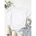 thumbnail image 2 of Summer Beach Casual Tee, Two Shades Blue Hibiscus Flower Tropical Floral Print Crew Neck Short Sleeve T-Shirt for Vacation, 2 of 6
