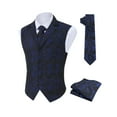 thumbnail image 4 of Men's Paisley Suit Vest and Tie Set Classic Floral Necktie Pocket Square Gothic Waistcoat for Tuxedo, 4 of 5