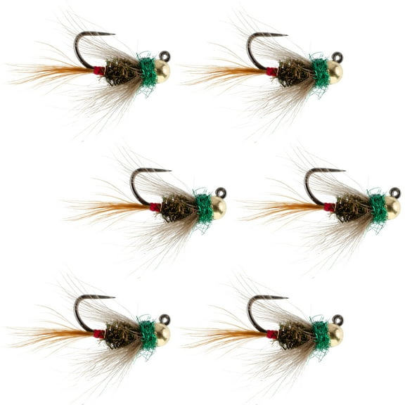 The Fly Fishing Place Tungsten Bead Tactical CDC Frenchie Czech Nymph Euro Nymphing Fly - 6 Flies Size 14