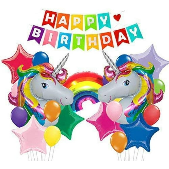 Bipra Unicorn 25pc Party Decorations - Includes Happy Birthday Banner, Perfect for Any Birthday Party (Unicorn Party Pack 25pcs)