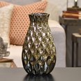 thumbnail image 2 of Vase Rond en Céramique avec Motif Ondulé Gaufré Fini Chrome Doré, 2 of 2