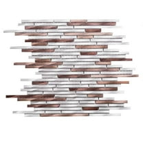 The Tile Life Mason Sleek Brick Noce Metal Mosaic Tile Sample - 4 x 4 in. - Brushed - 1-Piece - Wall & Backsplash