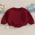 thumbnail image 2 of Combinaison pour Bébé Garçon Fille en Molleton, Chandail à Col Rond, Combinaison, Uni, Manches Longues, Chandail Bouffant, Cache-Couche, Tenue d'Automne Hiver, 2 of 9