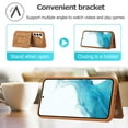thumbnail image 3 of for Galaxy S23 Wallet Case with RFID Blocking Card Holder,Premium PU Leather Double Magnetic Buttons Stand Flip Wrist Lanyard Strap Back Cover Case for Samsung Galaxy S23 6.1",Brown, 3 of 6