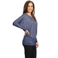 thumbnail image 2 of Women's Casual Solid Dolman Sleeve Long Sleeve Knit Loose Fit Tunic top/Made in USA, 2 of 3