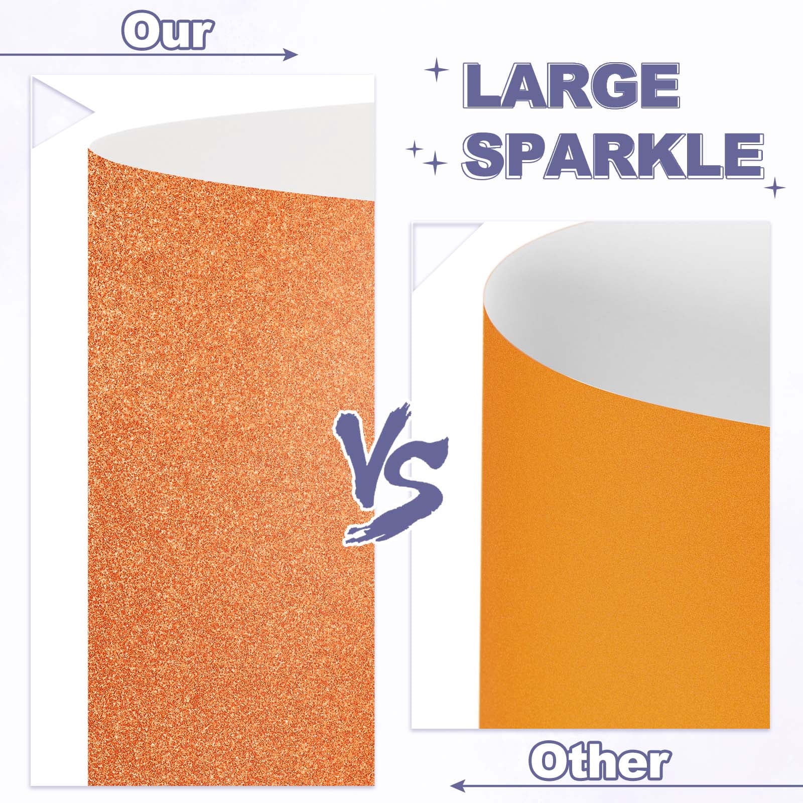 20Sheets Orange Glitter Cardstock, 12x12In Glitter Paper Card Stock Shiny Scrapbook 250gsm Sparkly Paper Large Shimmer for Crafts Scrapbook DIY Art Wedding Party