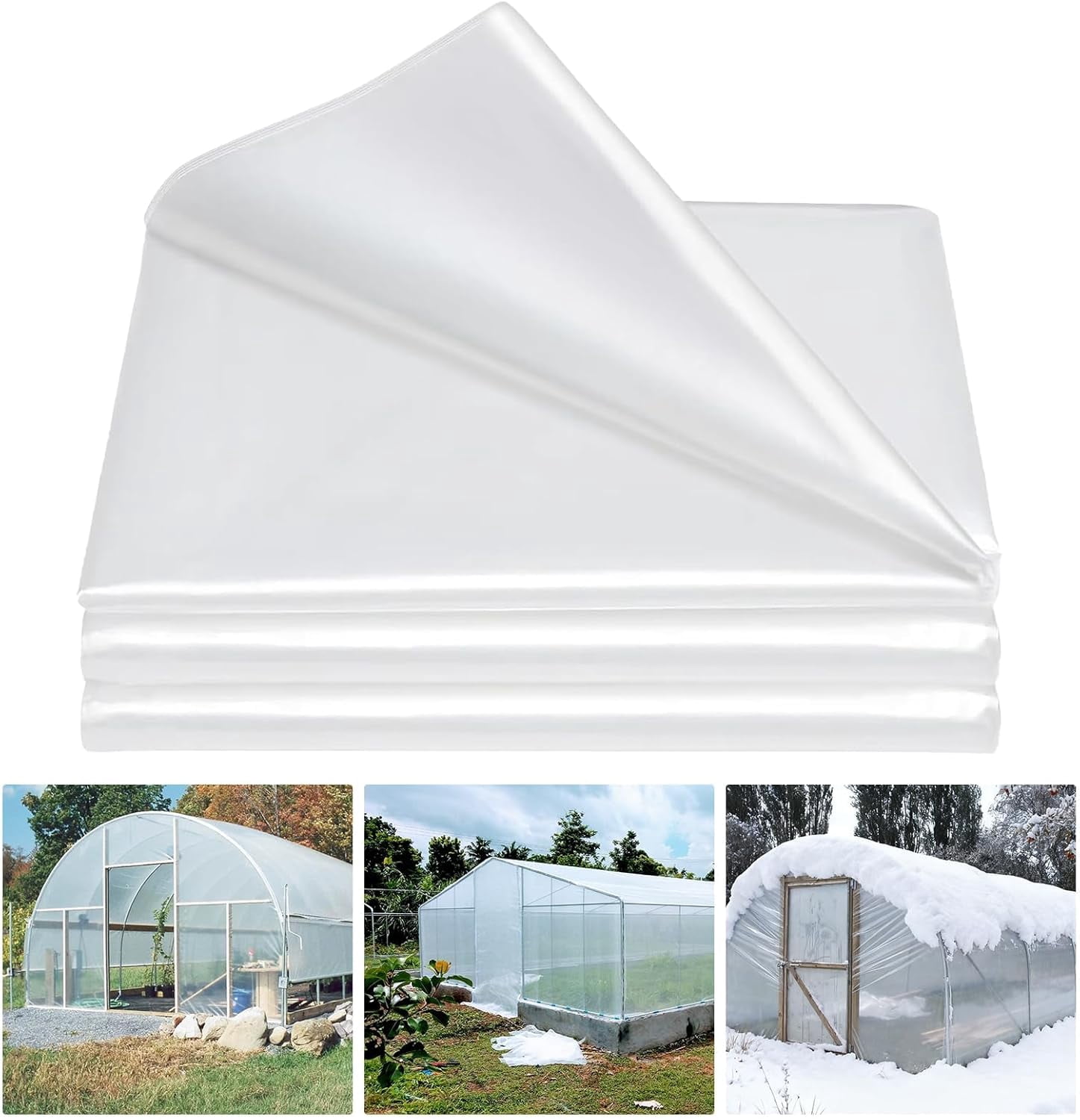 Acekid 20x28 FT Greenhouse Plastic Sheeting, 6 Mil Clear UV Resistant Polyethylene Film, Waterproof Winter Cover