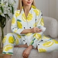 thumbnail image 6 of Pajamas for Women Sets, Lemon leaves Lounge Sets Long Sleeve Button Down Night Shirts Sleepwear Pjs, 6 of 6