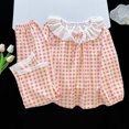 thumbnail image 2 of Girls Summer Outfits Ruffle Sleeve Button Up Dress Tops Plaid Pants Girl Clothes Pink 2-3Years, 2 of 5