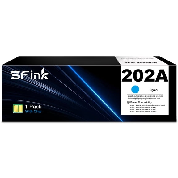 202A CF501A Toner Cartridge 1 Pack Cyan Compatible for HP202A CF501A Toner Cartridge for Laserjet Pro MFP M281fdw M281cdw M254dw M254nw M281fdn M280nw M254dn Printer Ink