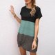 thumbnail image 5 of Vestido de mujer Mini vestido empalmado con bolsillos Dobladillo giratorio Vestido suelto de manga c Abanopi Verde/Pequeña, 5 of 7