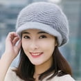 thumbnail image 3 of Naierhg Beanie Short Brim Round Dome Thickened Beret Hat Autumn Winter Women Solid Color Knitted Octagonal Hat Fashion AccessoriesPink, 3 of 8